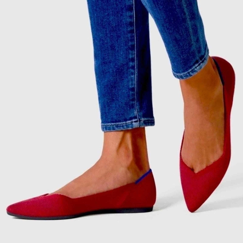 Rothy's "The Point Flats" 8 Red Classic Soft-Flexible NWOT